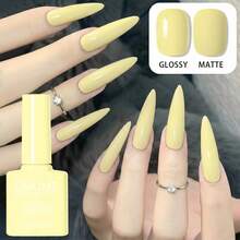 GMUME Gel Nail Polish No. 027, Pastel Butter Yellow, Soft Creamy Lemon Color, UV LED Soak Off Nail Art Lacquer, 7.5ml DIY Manicure - Yellow Gold - View 3