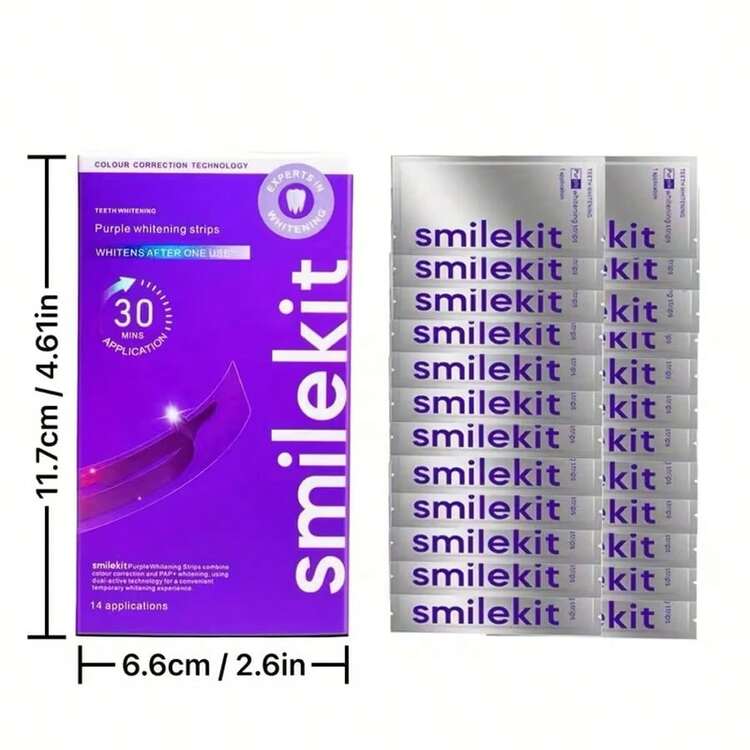 7 pares/14 piezas de tiras blanqueadoras de dientes de color púrpura, limpieza profunda, cuidado oral, tiras blanqueadoras de dientes, aliento fresco, adecuadas para viajes y uso doméstico, tiras blanqueadoras de dientes de color púrpura, PAP, tiras blanqueadoras de dientes de adhesivo seco de color púrpura - Tiras blanqueadoras de dientes moradas - 7 pares - Añade 9