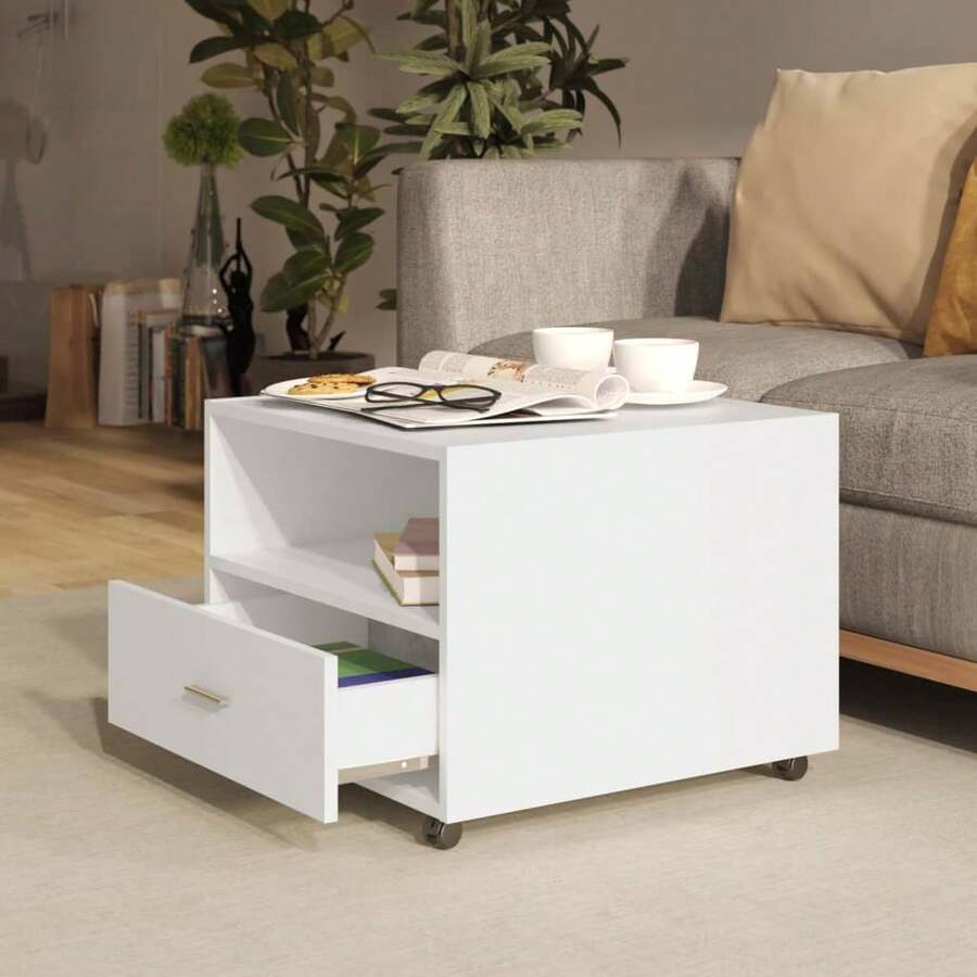 vidaXL Tavolo basso bianco 55x55x40 cm ingegneria del legno - Bianco - Visualizzare 1