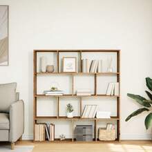 vidaXL Bücherregal, handgefertigte Eiche, 132 x 29 x 141,5 cm, Holzwerkstoff - Braun - Übersicht 3