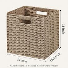 UBBCARE 3 Pack Wicker Basket, 11L*11H*10.5W Inch Woven Paper Rope Storage Baskets For Shelves, Foldable Cube Storage Bin With Handle, Storage Basket For Organizing & Decor, Natural - 自然的 - 查看 3