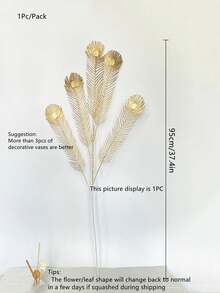 MEHELANY 1 pieza Planta artificial dorada, hojas falsas doradas, adecuada como regalo para mujeres, decoración de boda y cumpleaños, corona de fiesta DIY, decoración de estilo rústico para jarrones del hogar, centro de mesa, flor artificial, regalo de flor de plástico, regalo de graduación - Dorado - Ver 4