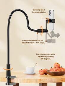 1 个灵活的夹式手机支架，31.5 英寸长臂懒散手机支架，360° 旋转床头手机支架，免提，稳定兼容 、Android 手机，生日、家人、朋友的礼物，360 度旋转，床上懒散支架 Nan 360° 旋转