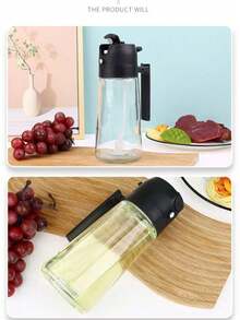 1pc Automatic Open-Close Oil Sprayer, Glass Oil Spray Bottle, Gravity Oil Bottle, Leak-Proof Olive Oil/Vinegar Storage Bottle, Suitable For Cooking, Baking, Salad, Grilling, Kitchen Tool - Multicolor - View 4