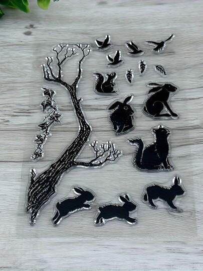 1 Transparent Rubber Stamp Retro Rubber Transparent Card Rabbit Making Stamp DIY Scrapbook Photo Magazine Album Decoration Stamp