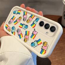 Funda para teléfono con un diseño de gatos arcoíris en blanco y negro, diseñada para adaptarse a varios modelos de for  for galaxy, incluyendo S25, S24, S23 y muchos otros.Se fabrica con material de TPU suave para una protección eficaz del teléfono. - Oscuro - Ver 4