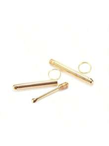 1/8/21pcs Mini Metal Ear Cleaner Spoon With Keychain - No Battery Needed, Travel Essential, Non-Illuminating (No Blade) - Gold - View 3