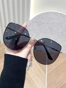 1副铜色全框渐变镜片女士时尚眼镜，适合日常、街头摄影、热带海滩度假，适合所有脸型，家庭出游夏季配饰 - 彩色 - 查看 4