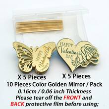 10/20 Pieces Happy Valentine's Day Gold Mirror Anniversary Acrylic Cupcake Topper - Gold - View 12