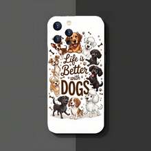 1PC Phone Case ,  Life Is Better With Dogs , Stylish Phone Case, Phone Decoration, All-around Lens Protection, Creative Small Gift, Funny Gift for Boys and Girls - ブラック - チェックする 3