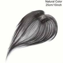 Single Hairpiece With Fringe, Suitable For Ladies - 360° 3D Coverage, Suitable For Sparse Hair, 4x6 Straight Hairpiece, Black Brown Natural Style, Fullness And Density, Comfortable Clip Design, Suitable For All Women - 黑色 - 查看 2