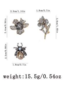 Elegante y lujoso set de broches de flor y insecto de diseño de alta gama con combinación de aleación y cristales de rhinestone para mujeres - Broche de flores e insectos - Ver 6