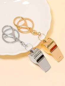 1个女士新款合金哨子钥匙扣，足球比赛哨子创意小礼物，DIY金属钥匙圈吊坠 - 彩色 - 查看 2