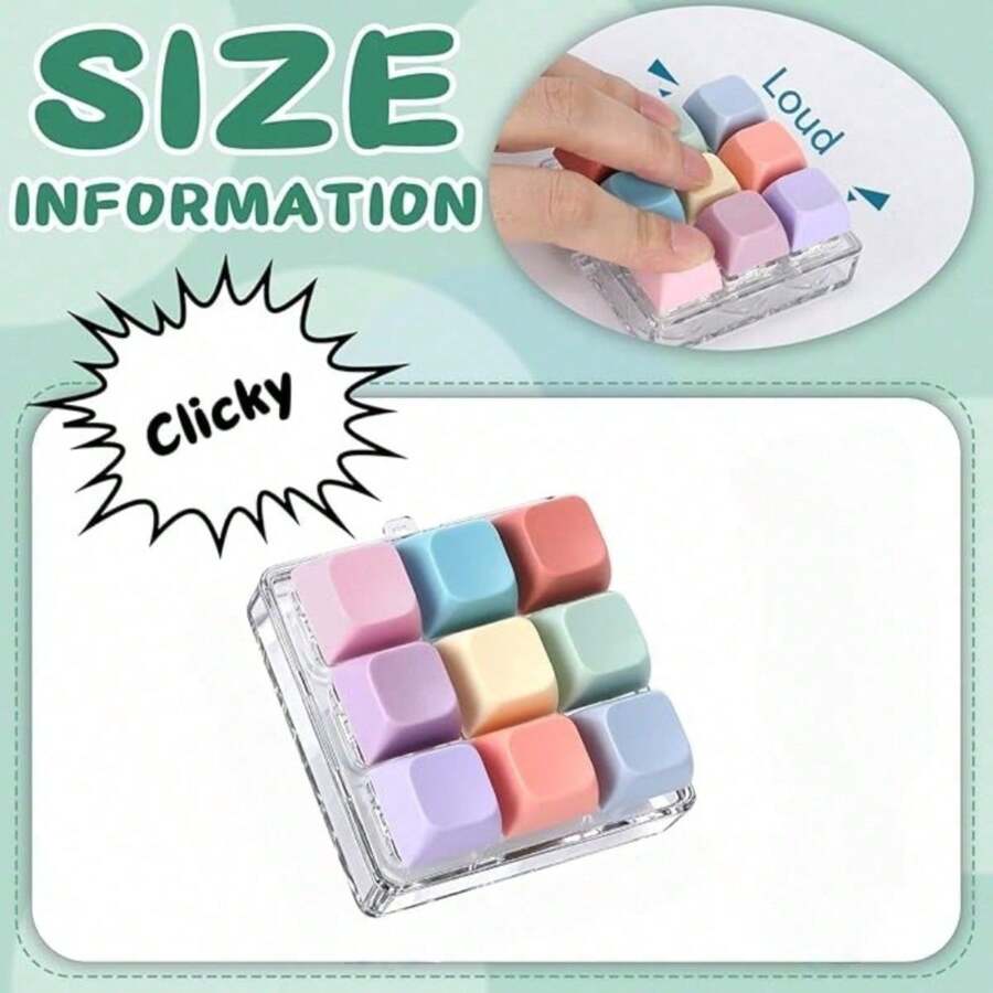 A Mini Mechanical Keyboard Keychain Featuring A Q-W-A-S-D-F-J-K-L Layout And 9 Keys (Numbered 1-0) - Compatible/Device - Portable Typing Accessory, Suitable For Travel, Office, Keychains (Colorful Keys And Chain) - Một màu ngẫu nhiên - Xem 1