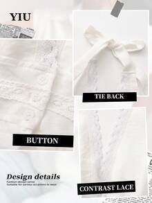 YIU Women's Camisole, Contrast Lace Trim, Regular Length Straps And Hem, New Summer Collection - White - View 3