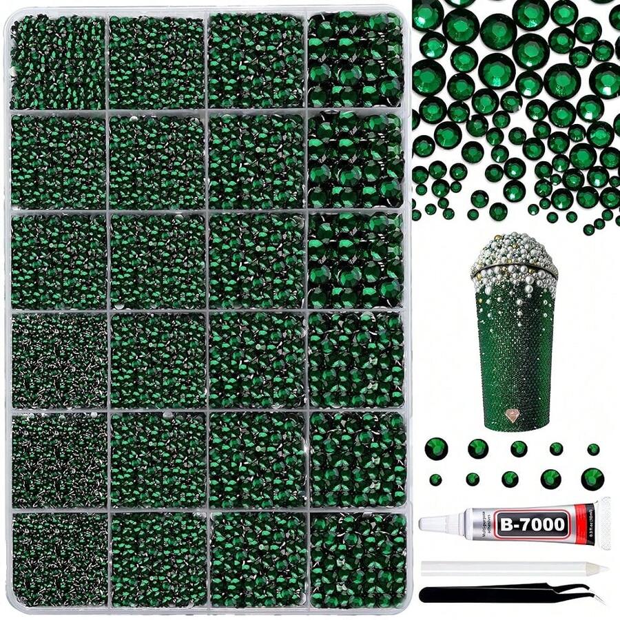 Resin Rhinestones For Crafting Bedazzling,2-6MM Rhinestones For Nails Art,Emerald Green Nail Rhinestone And Gems,Nail Diamond Flatback Gems Crystals Charms For Nail Design DIY Makeup Decor - 10EmeraldGreen - View 1