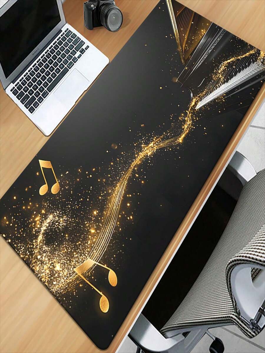 1pc High Definition Piano & Musical Note Printed Desk Mouse Pad, Multifunctional XXL Mouse Pad, Keyboard & Gaming Mouse Pad, Office Computer PC Gaming Desk Mat, Home & Friend Gift - Multicolor - View 1