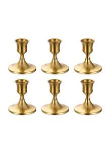 2/4/6/12 piezas Portavelas de cono, Dorado/Plateado, Adecuado para decoración de mesa, recepción de bodas, Navidad chimenea o decoración del hogar - Multicolor - Ver 17
