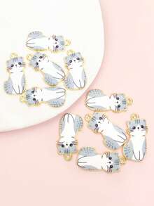 10pcs Q-Version Cat Styling Drip Oil Alloy Charms - Cute Meow People Series Accessories, Kawaii Necklace Earrings Keychain And More Creative Chain Ornaments DIY 9 Styles Pet Kitten Pendants - Perfect Gifts Souvenirs For Cat Lovers