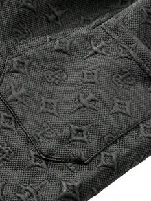 Men's Fashion Jacquard Print Casual Loose Fit Shorts, Summer - Black - View 6