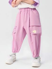 Balabala Young Girl' Cargo Pants, Unisex Outdoor Style Spring 2026 - Rose Red - View 2