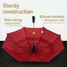 Folding Golf Umbrella - Burgundy - View 5