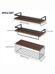 Set de 3 estantes flotantes de madera para dormitorio y baño, almacenamiento, organización, estantería multifuncional, estantería para libros, soporte para plantas, estantería para artículos de baño y cocina, colocación versátil - Multicolor - Ver 8