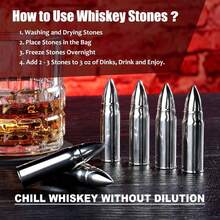 Whiskey Stones Gift Set - Whiskey Glass Set Of 2 - Granite Chilling Whiskey Rocks - Scotch Bourbon Box Set -Father's Day Birthday Gifts For Men Drinking Gift For Dad Him Husband Party Holiday Present LQ02W - 直筒玻璃杯+不鏽鋼石子送給爸爸 - 查看 4