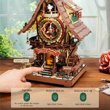 Robotime ROKR 3D Wooden Clock Puzzle, A Practical Clock With LED Lights And Cute Sounds, 435-Piece Mechanical Wall Clock DIY Assembly Set, Suitable For Adults, A Challenging Home Décor And Christmas Gift - Vintage Color - View 6