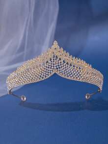 1件优雅新娘水晶皇冠头饰，公主风头冠，适合婚礼、生日、派对、情人节礼物、准新娘、女士发饰 - 彩色 - 查看 4