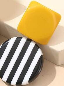 1 par de pendientes de aro grandes de estilo bohemio de resina a la moda, regalo para niñas, joyería - Amarillo, blanco, negro - Ver 3