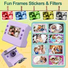 儿童即时打印相机，二合一社交媒体礼品：成人、儿童和青少年适用的即时打印相机 | 无墨打印技术，可拍摄并打印 1080P 高清照片/视频，并带有滤镜和贴纸 | 1300mAh 电池，包含相纸 | 旅行、聚会、圣诞节、生日、新年等场合的理想礼物 | 三种套装可选：单机、单机+32GB 存储卡套装、单机+32GB 存储卡+5 套打印纸 - XX-多色 - 查看 10