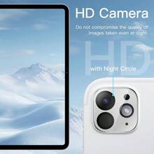 Protector de lente de cámara para iPad Pro 11 pulgadas M5/M4 e iPad Pro 13 pulgadas M5/M4, paquete de 3, vidrio templado HD antiarañazos de 9H, cobertura completa, fácil instalación - Rojo y blanco - Ver 6
