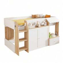 Kids Bed Frames, Headboards & Footboards - White+Natural + Wood + 90cm*200cm - View 7
