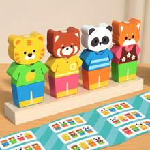 Animal Dressing Set, Column Pattern Matching, Color Recognition Exercise, Fine Motor Early Education, Puzzle Wooden Toys, Bead Matching, Rope Threading Card Puzzle, Building Blocks, Children's Puzzle Toys, Stacking Music Matching Toys, Children's Fine Motor Training, Puzzle Building Blocks, Early Education - Multicolor - View 6