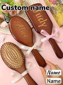 Custom Wood Air Cushion Comb, Personalized Detangler Brush, Customized Hair Brushes For Women, Customizable Name Hair Brush, Hairbrush, Hair Brush For Men, Wedding Gift, Travel Comb, Valentine'S Day, Gifts For Mothers, Couple, Bathroom, Daily Life
