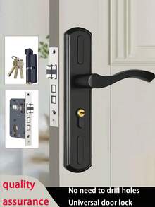 1 Set Cerradura de puerta de madera ajustable, Manija de puerta para el hogar universal, Cerradura de puerta de habitación interior, Perilla mecánica, Metal pulido, Sin necesidad de energía, Juego de manija de puerta moderna para decoración del hogar, Manija de puerta interior de moda con llave, Cerradura de antirrobo universal para puerta única - Multicolor - Ver 5