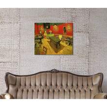 Wieco Art - Lienzo decorativo para pared, diseño de la cafetería nocturna en el lugar Lamartine en Arles por Van Gogh, famosas pinturas abstractas al óleo, reproducción de obras de arte giclée para decoración del hogar y la oficina - transparente - Ver 7