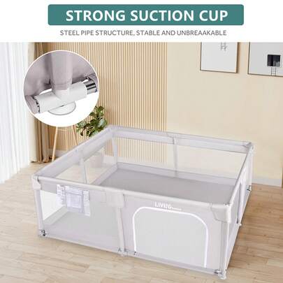 Extra Large Baby Playpen With Zipper Door & Breathable Mesh – Sturdy Oxford Fabric & Steel Frame Play Yard