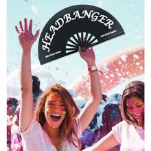 Abanico plegable grande de mano para hombre/mujer, esencial para vacaciones en la playa. Abanico de mano para fiestas, festivales de música y actuaciones. Decoraciones frescas para vacaciones en la playa, ropa de mujer - Golpeador de cabeza - Ver 5
