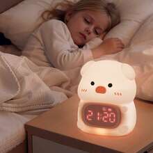 Silicone Alarm Clock Light - Kids Night Light Alarm Clock, Sleep Trainer, 6 Alarm Sounds, Digital Alarm Clock For Children, Fun Kids Gift (Piglet) - Multicolor - View 4