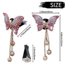 2pcs Rhinestone Butterfly Tassel Car Air Vent Clip Decor - Butterfly - View 5