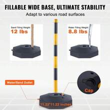 Paquete de 6 conos delimitadores de tráfico con base rellenable, barrera deseguridad de plástico ajustable con cadena de plástico de 39,4 pies, poste de control de multitudes para exteriores e interiores para el control del tráfico y la señalización. - amarillo y negro - Ver 3