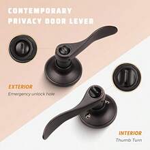 KNOBWELL 6 Pack Bronze Lever Door Handles Privacy Door Levers Keyless Bedroom/Bathroom Door Knobs Rubbed Bronze Interior Door Handles With Lock - Đồng thau phủ dầu - Xem 3