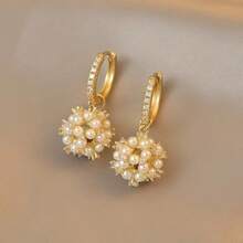 A Set Of Sparkling Faux Pearl Jewelry, Including Earrings And A Necklace, Perfect As A Gift For Valentine's Day, Anniversaries, Birthdays, Or Weddings, Suitable For Teenagers. - Vàng - Xem 3