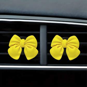 2 Stücke Auto Schleifen-förmige Lüftungsdekorationen, Schleifen-förmige Autoklima-Lüftungsornamente, Innenraum Auto Dekorationen (ohne Duftkissen)