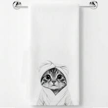 Adorable Cat Lover Gifts Hand Towels–Upgraded Fabric, Cute Cat Hand Towels For Bathroom Washroom Restroom Decor, Cats Gifts For Women, 16x24 Inch - 升級版棉毛巾-Cat03 - 查看 2