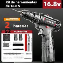 Kit de herramientas de carga eléctrica 12V, Taladro de mano recargable eléctrico de litio 12V para el hogar, Juego de destornillador eléctrico profesional recargable - Negro y rojo - Ver 1