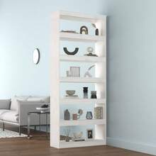 vidaXL Biblioteca/separador de piezas blanco 80x30x199,5 cm Alfiler macizo - Blanco - Ver 3