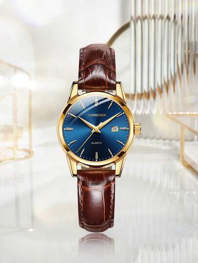 Girl's 30M Waterproof Watch Luminous Dial Mineral Glass Leather Strap Casual Quartz Wristwatch